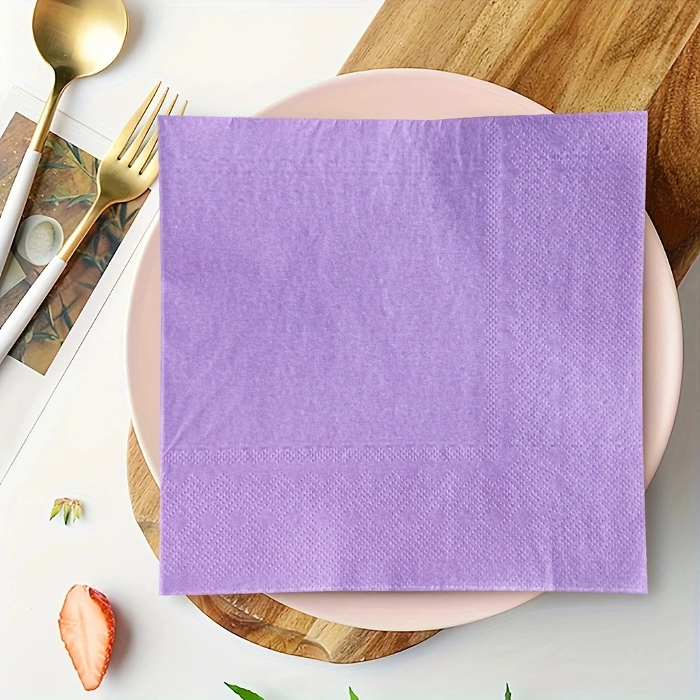 Description Picture 3 of item20pcs/lot Candy Color Paper Disposable Napkin Party Table Setting Paper Cafe Mouth Cloth Paper Placemat Dish Decoration Tissue