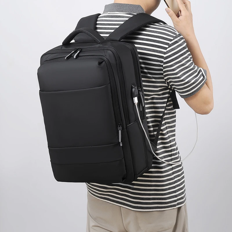 

Водонепроницаемый деловой рюкзак для мужчин, модный роскошный школьный ранец для ноутбука 15,6 дюйма с USB-зарядкой, дорожная сумка