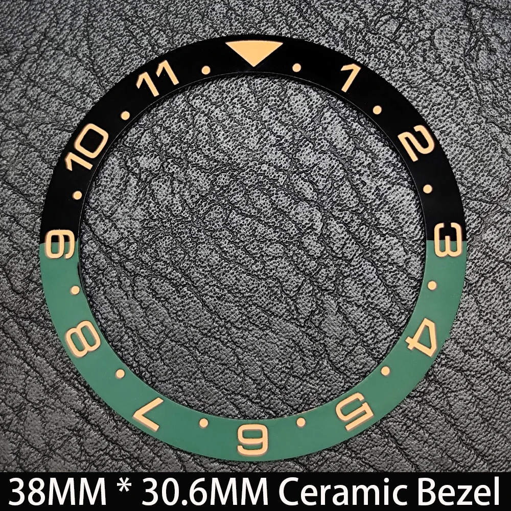 Elegant Blue Luminous Bezel GMT and Diving Watch Insert, Sloping 38mm x 30.6mm Ceramic/Aluminum