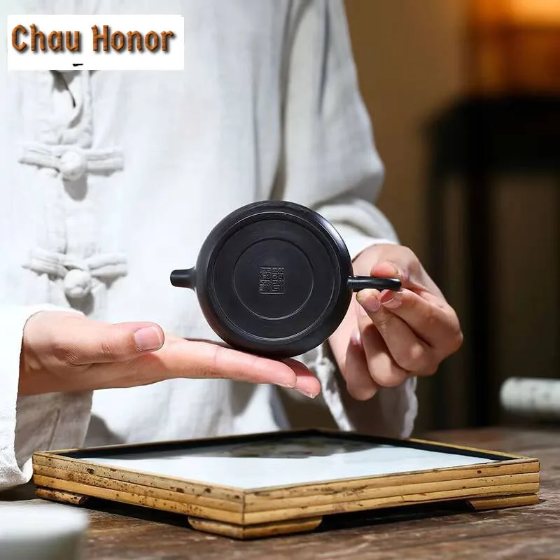 160ml Yixing Handmade Purple Clay Teapots Raw Ore Black Mud Tea Pot Ball Shaped Infuser Kettle Chinese Zisha Tea Set Drinkware