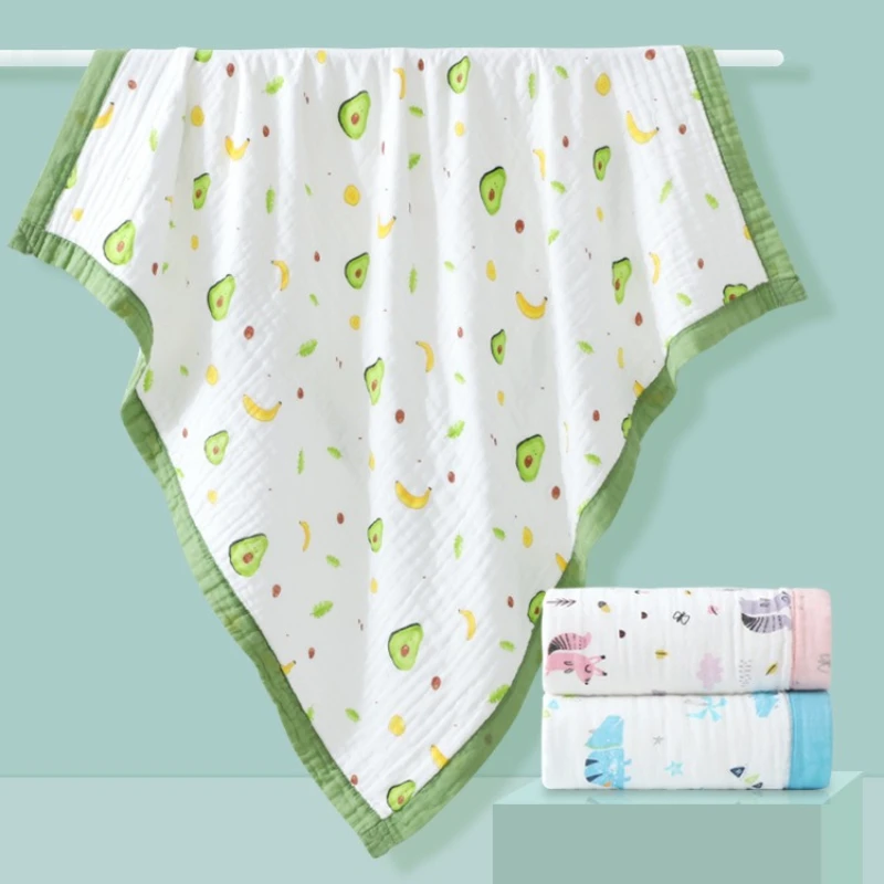 1pc 110x110cm 6-Layer High-Density Gauze Wide Edge Towel 100% Cotton Breathable and Lightweight Summer Cover for Children
