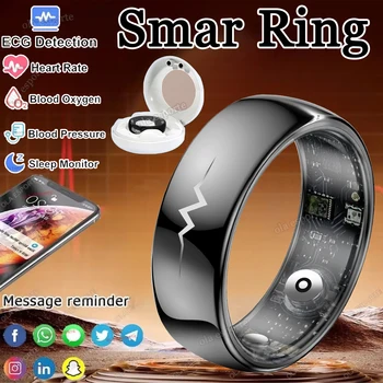2025 Nuovo Smart Ring ECG/Pressione sanguigna Monitor per la salute e il sonno Modalità sportiva multipla 5ATM Fitness Tracker per uomo Donna Smartring