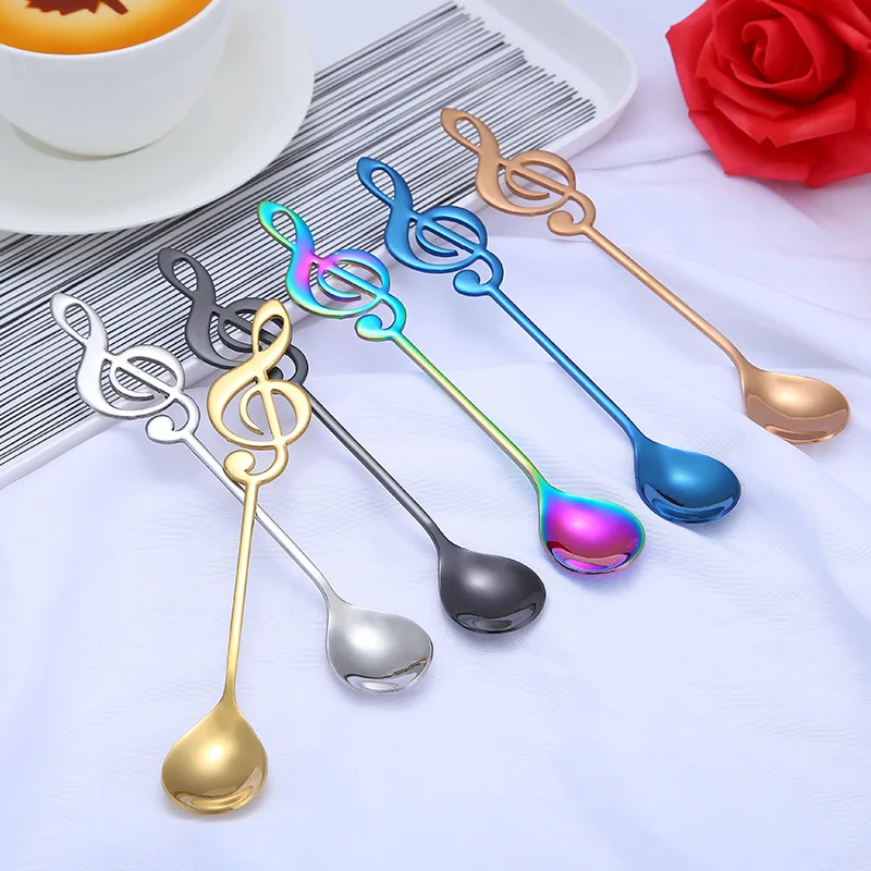 Description Picture 3 of item1/3/5/10pcs 304 Stainless Steel Musical Notes Coffee Spoon Stirring Cup Spoon Music Stick Ice Cream Gift Spoon