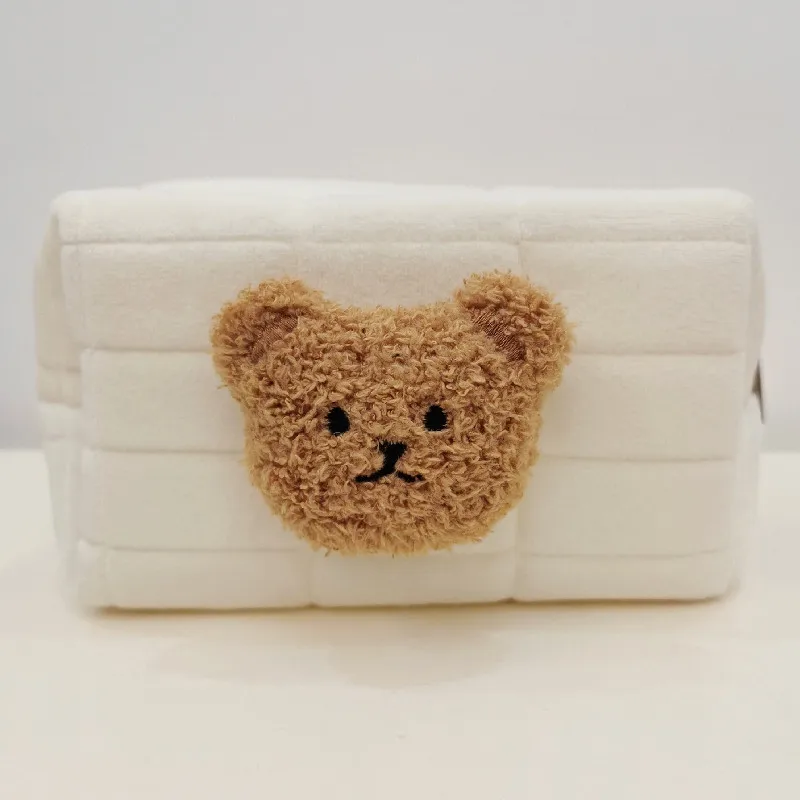 Portable Cute Bear Baby Toiletry Bag Make Up Cosmetic Bags Diaper Pouch Baby Items Organizer Reusable Cotton Cluth Bag for Mommy 6