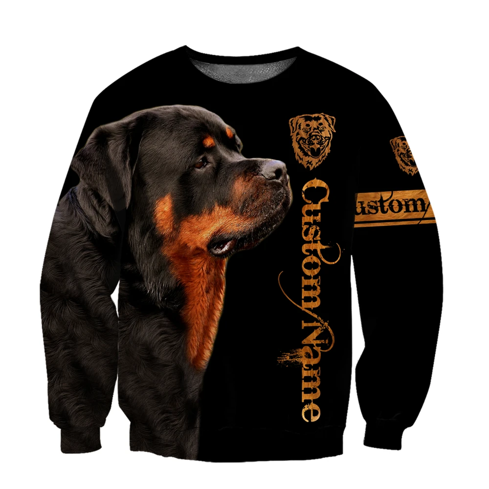 Beautiful Rottweiler 3D Printed Mens Hoodie Unisex Casual Sweatshirt Fashionable Personality Zipper Jacket Custom Name DYI333