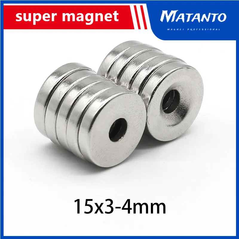5/10/20/30/50/100PCS 15X3-4 mm Small Round Search Magnet 15X3 With Hole 15×3-4mm Countersunk Neodymium Magnet Disc 15*3-4 N35