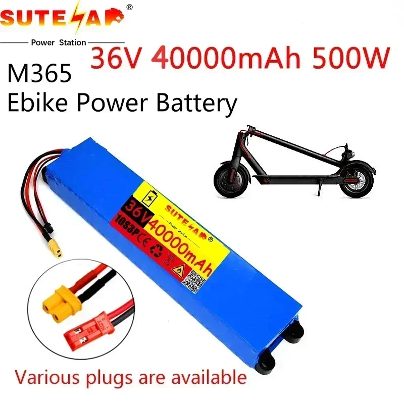 

36V Battery 40Ah 18650 lithium battery pack 10S3P 40000mah 500W Same port 42V Electric Scooter M365 ebike Power Battery with BMS