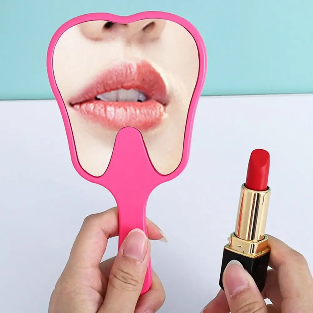 Universal Tooth Shaped Handheld Mirror PVC High Definition Makeup Mirror Dental Mirrors Gift