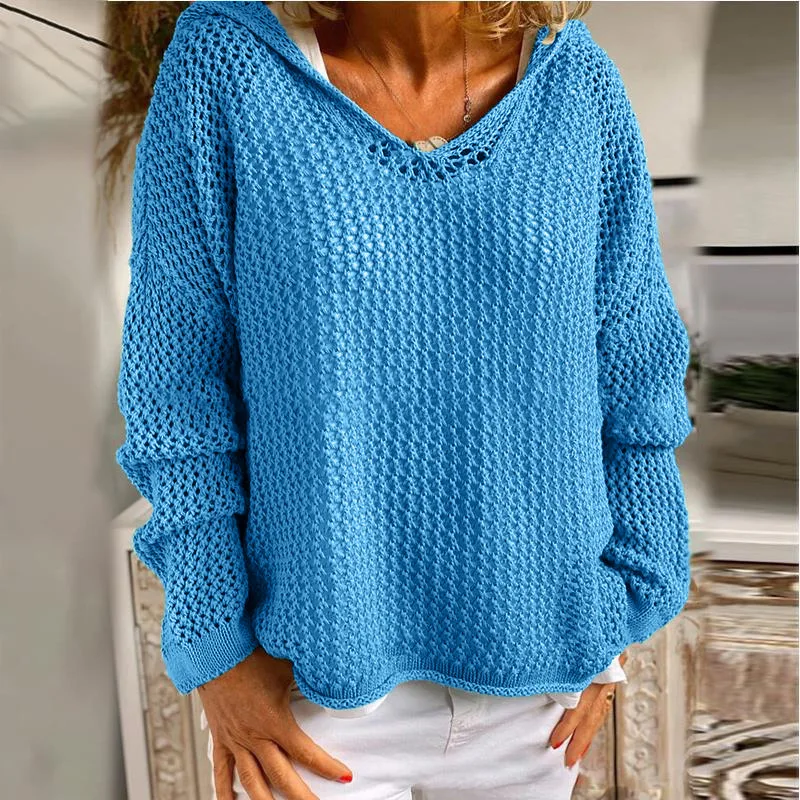 Women Hollow Out Pullover Sweater Tops Long Sleeve