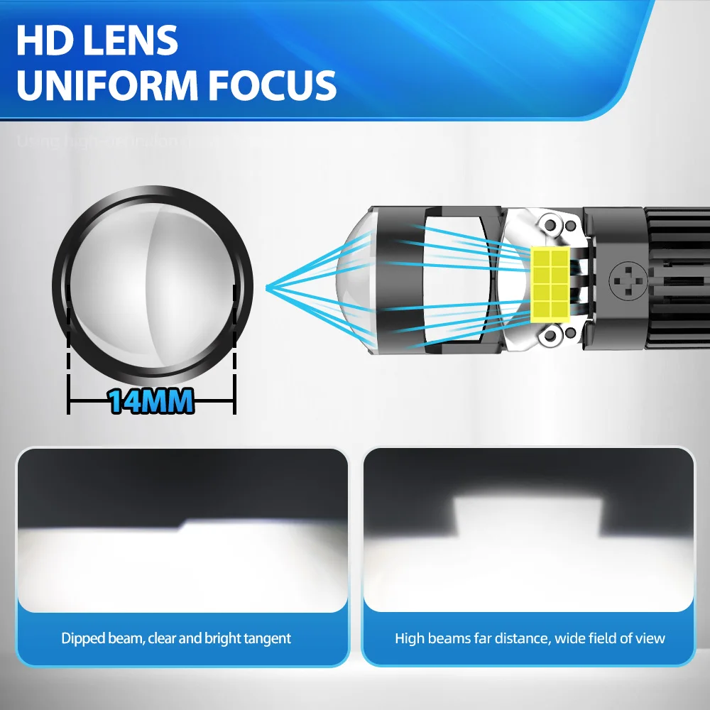 Mini Projector Lens H11 H9 H8 LED Car Headlight 26000LM 6500K CSP Chips Fog Light Bulb 12V 24V Easy Installation Canbus No Error