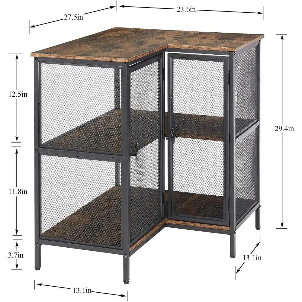 

for Small Space Living Room Home Office Kitchen Industrial TV Multipurpose Free-Standing Table Brown Freight Free Corner