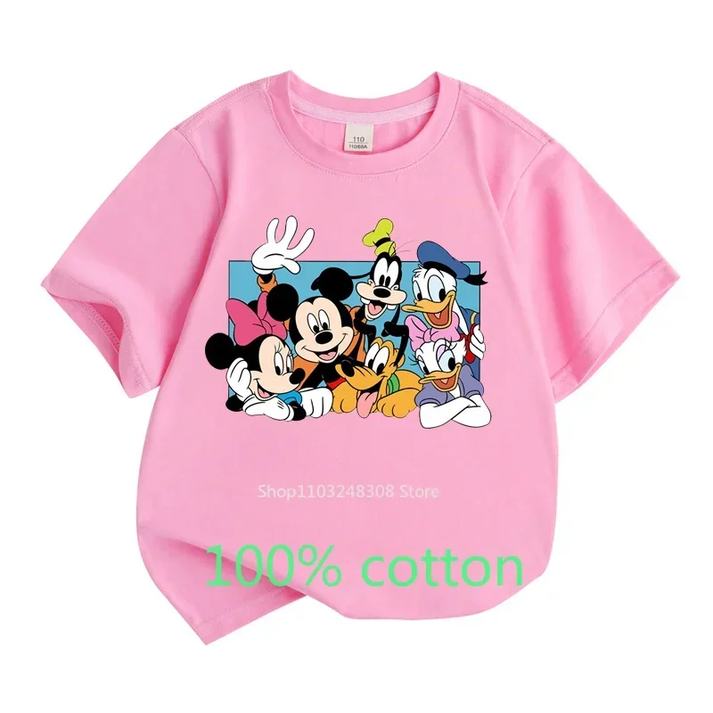 Summer Children Clothes 100%Cotton T-shirt Girls Boys Tops  Mickey Mouse Clubhouse Cartoon Toddler Round Neck Short-sleeved 3