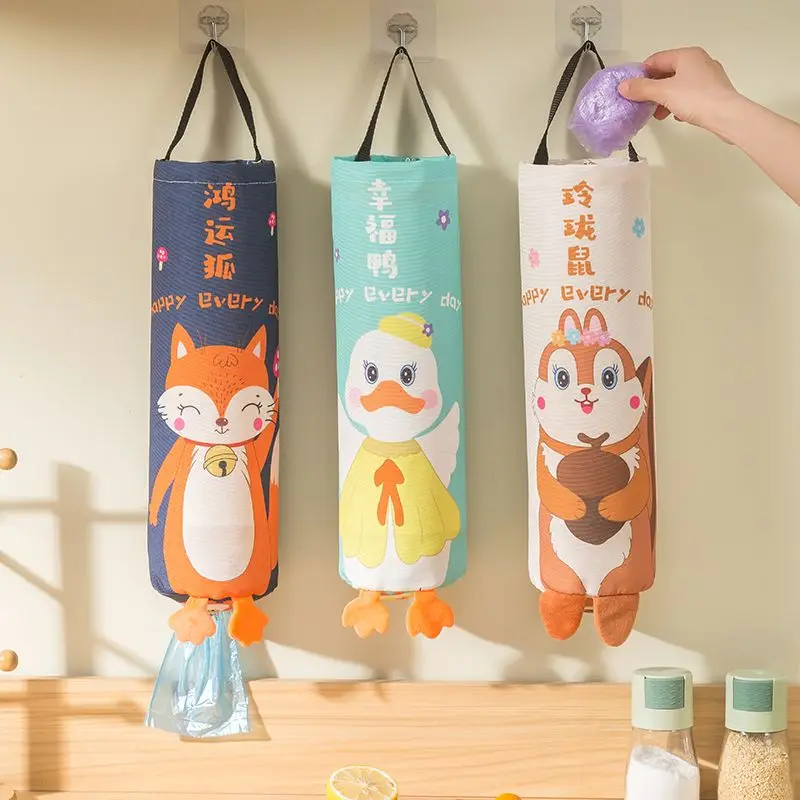 Garbage bag storage tool kitchen plastic bag large capacity collector household wall mounted storage hanging bag 2