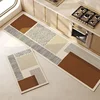 Kitchen Floor Mat PVC Waterproof Anti-slip Long Carpet Leather Oil-proof Foot Mats Japanese Style Home Decoration Brown Rugs 1