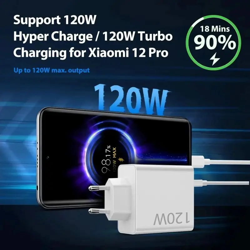 120W Original Xiaomi Hypercharge Fast Charging Travel Adapter