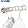 2pcs 5 Holdes Stainless Steel Creative Rotatable Wall-mounted Clothes Hanger Storage Rack Home Closet Foldable Clothes Hanger 4