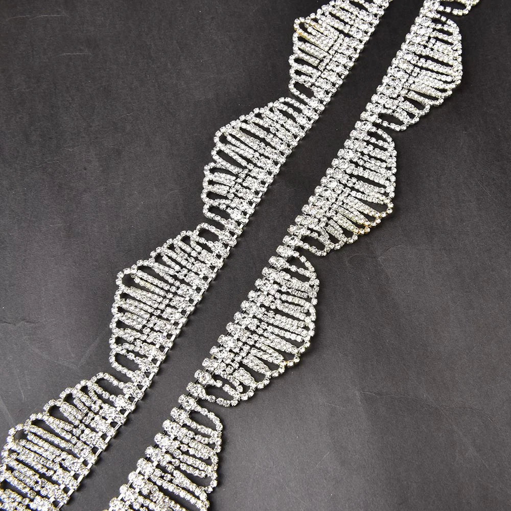 Description Picture 4 of itemGold and Silver Short Glass Diamond Tassel Chain Rhinestone Crystal Trim Fringe Sew on Wedding Dress Shoes Hats Bow Accessories
