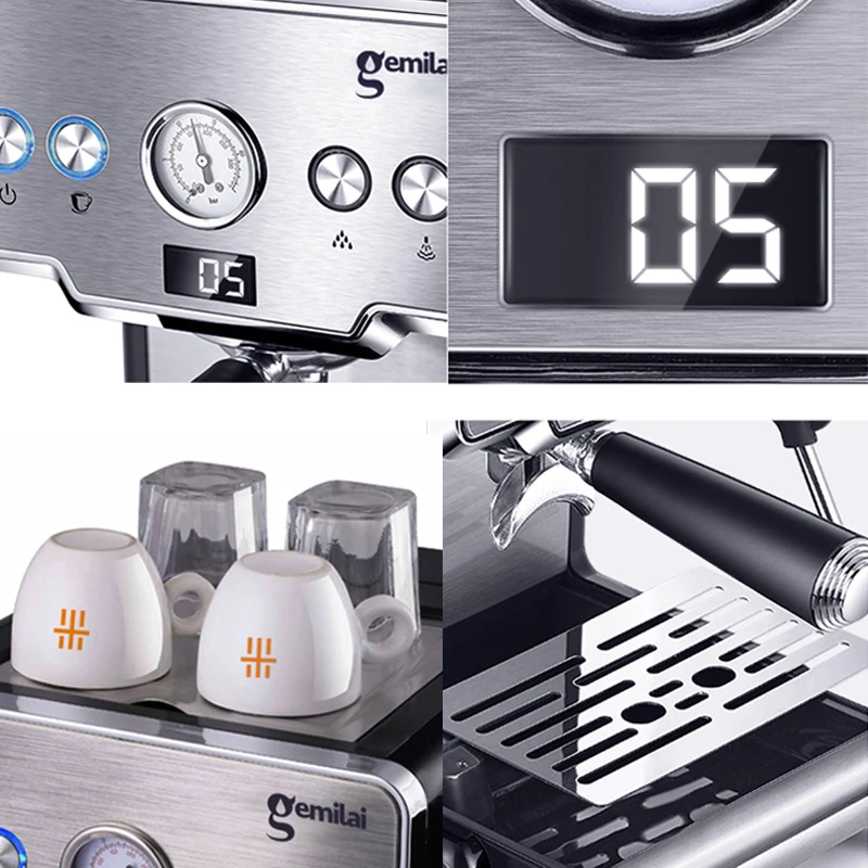 CRM3605 Coffee Maker Machine 15bar Espresso Machine Stainless Steel Semi-Automatic Pump Type Cappuccino Coffee For Home