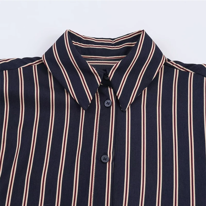 Chic Fashion Stripe Shirts for Women 2025 New Long Sleeve Lapel Women's Casual Loose Simple Style Shirt And Blouse Tops