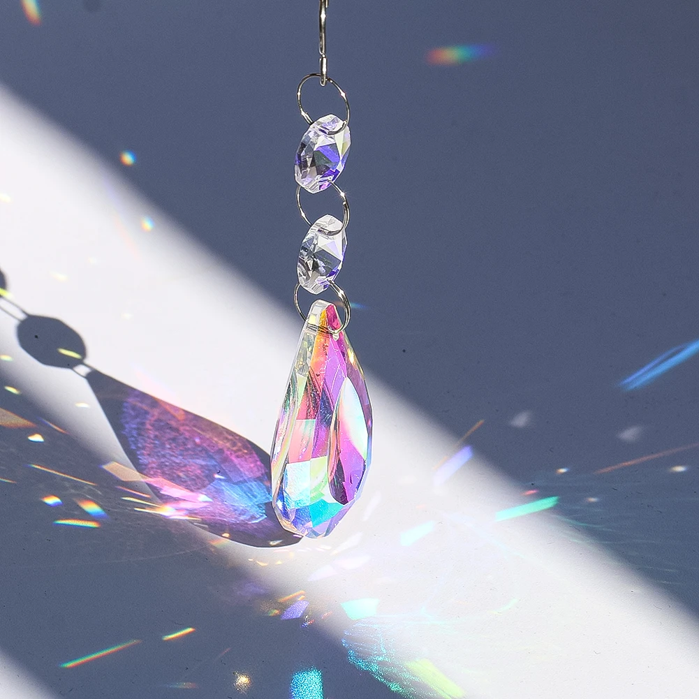 Suncatcher Crystal Hanging Rainbow Maker Glass Octagon Beads Garland Prism Chandelier Parts Pendant Wedding Christmas Tree Decor