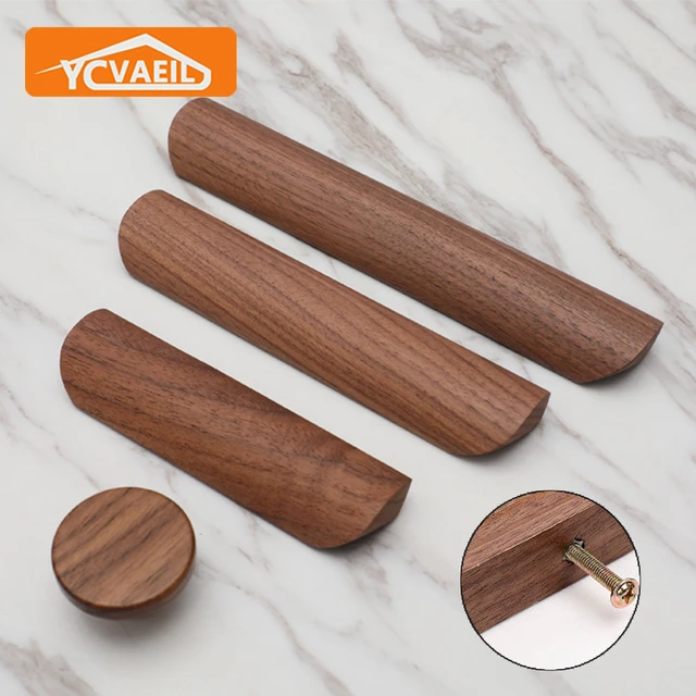 Kak De Cocina De Madera Maciza Manijas Para Armarios De Madera Manijas De  Muebles Negro Puerta De Armario Tiradores Pomos De Cajones De Muebles De  Hardware - Pomos De Armarios - AliExpress