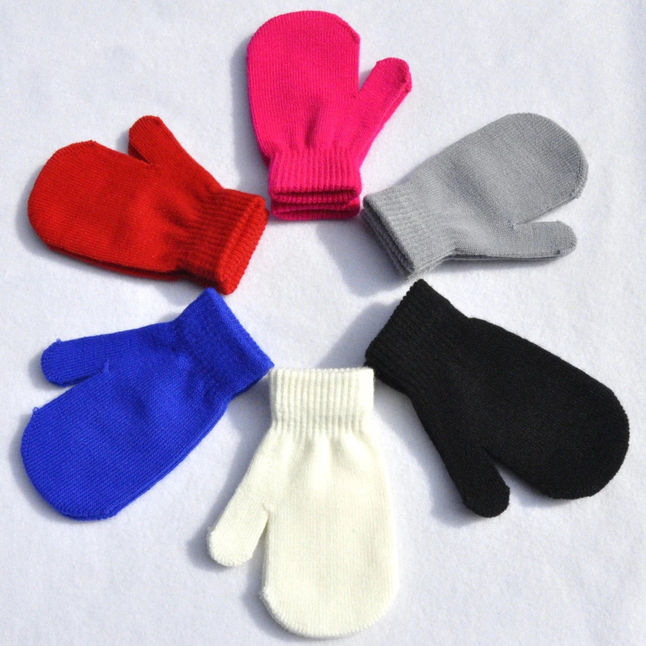 Winter Knitted Warm Gloves For 5-11Y Boys Girls Student Children Solid Finger Wrapped Mittens Outdoor Cycling Skiing Gloves