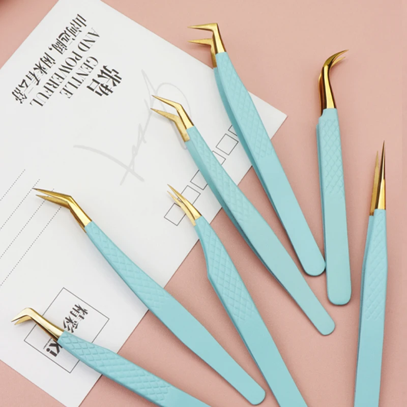 1pcs Stainless Steel Eyelash Extension Tweezers Eyebrow Clip High Precision Anti-Static False Lash Extension Tweezer Makeup Tool 2