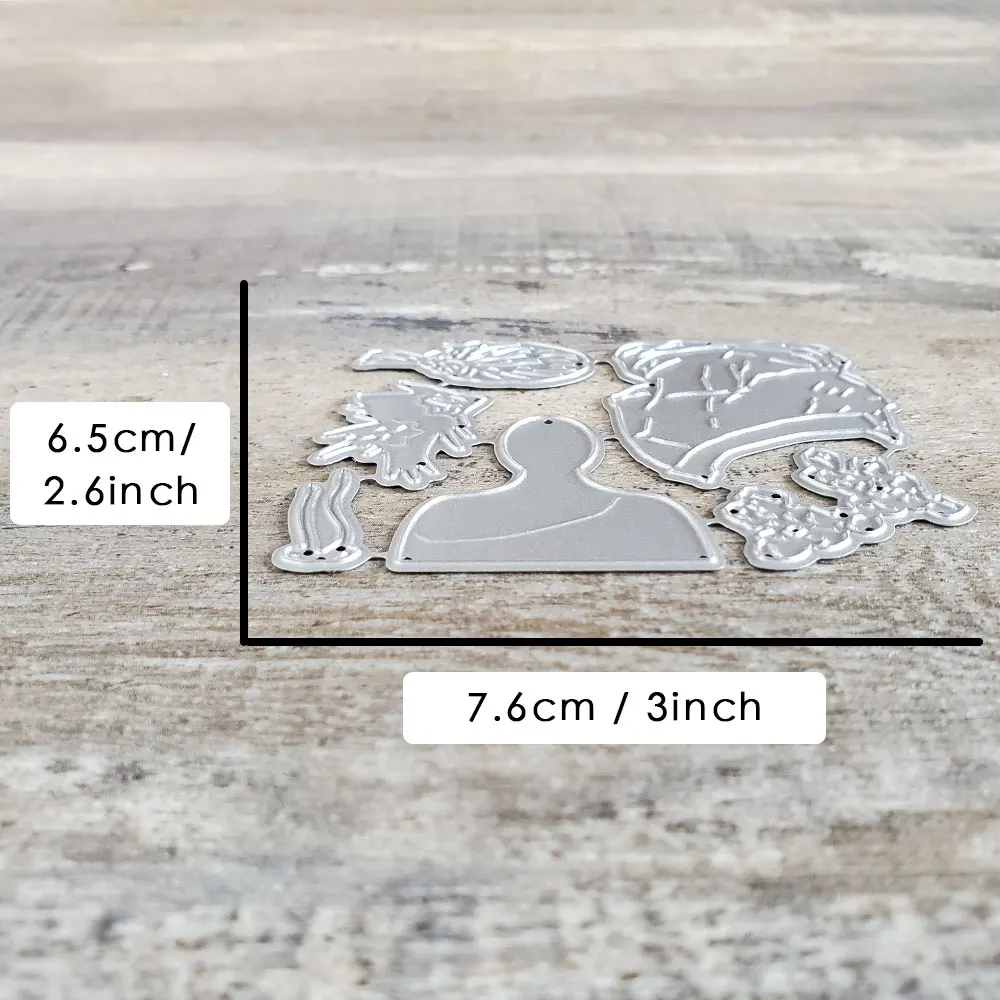 Catlove Mädchen mit Blumen, Rückansicht, Metall-Stanzformen, Scrapbooking, Schablone, gestanzte Kartenherstellung, DIY-Handwerk, Prägung, neue Stanzformen – Detail 12