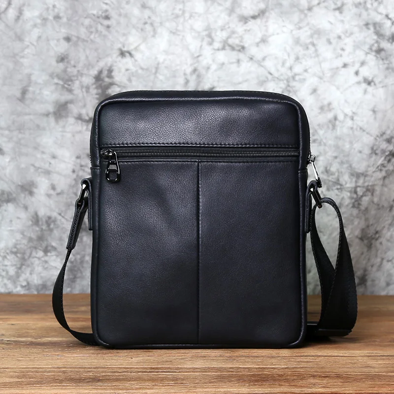 New Men's Leather Shoulder Bag Top Layer Leather Casual Backpack Vertical Crossbody Bag Trendy Men's Bag 10-inch IPad Bag NZPJ
