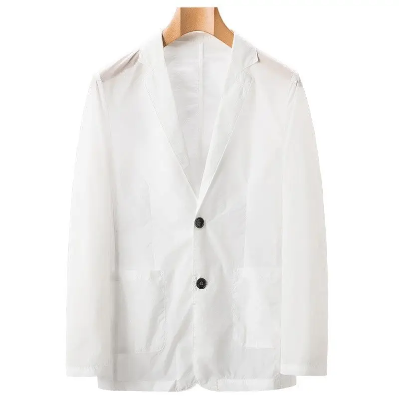 2023 New Black Suit Men Business Office Sunscreen Spring Summer Trench Coat Thin Suit Slim Brand Casual Long Sleeve Jacket