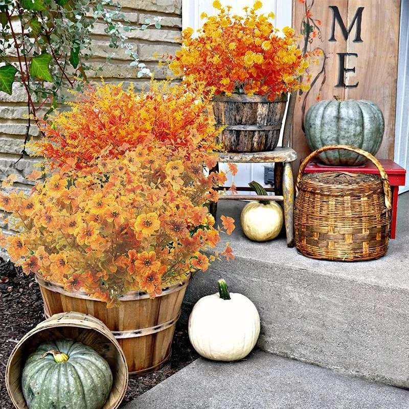 1Pcs Bundle Artificial Fall Flowers Outdoor Garden Decor Autumn Flower Bouquet For Thanksgiving Wedding Home Decoration Creative