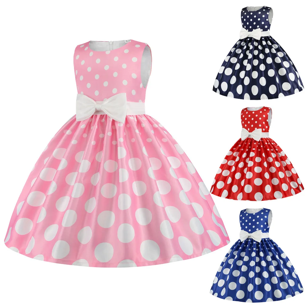 

INS Hot Selling New Baby Girls Polka Dot Princess Dress Kids Holiday Evening Party Performance Costume Children Fancy Dress Up