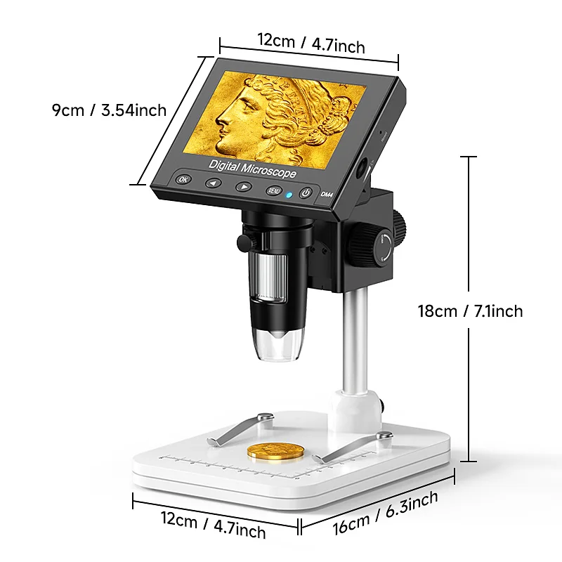 4.3inch LCD Digital Microscope with 8Leds 1000X Magnification Coin Microscope fo