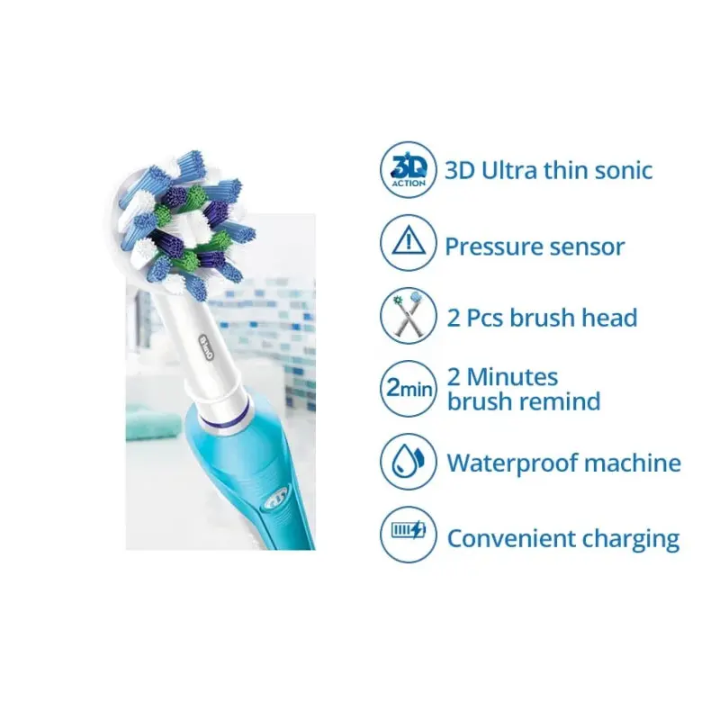 Oral B-cepillo de dientes eléctrico Pro 600, limpieza profunda 3D