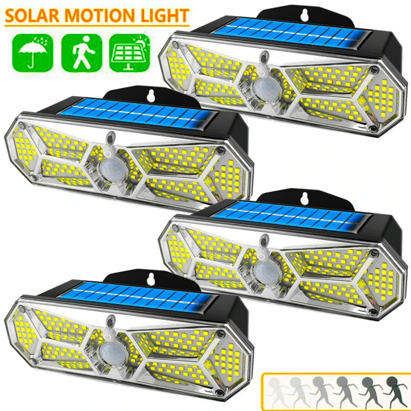 4PACK Solar Lights Outdoor Motion Sensor IP65 Waterproof Garden Night Light Super Bright Solar Wireless Wall Lamp with 3 Modes 3 light modes ultra bright usb rechargeable bike light set led lights for bicycle ip65 waterproof powerful bicycle front headlight and back taillight