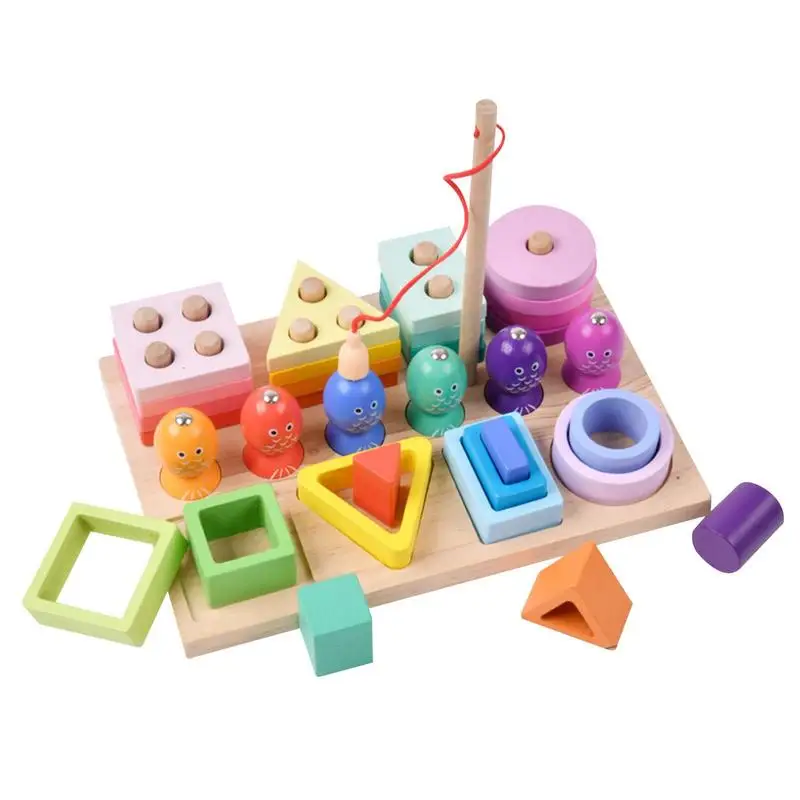 

Fishing Game And Wooden Sorting 3-in-1 Wooden Magnetic Alphabet Fishing Game Preschool Learning Toy For Color Depth Perception