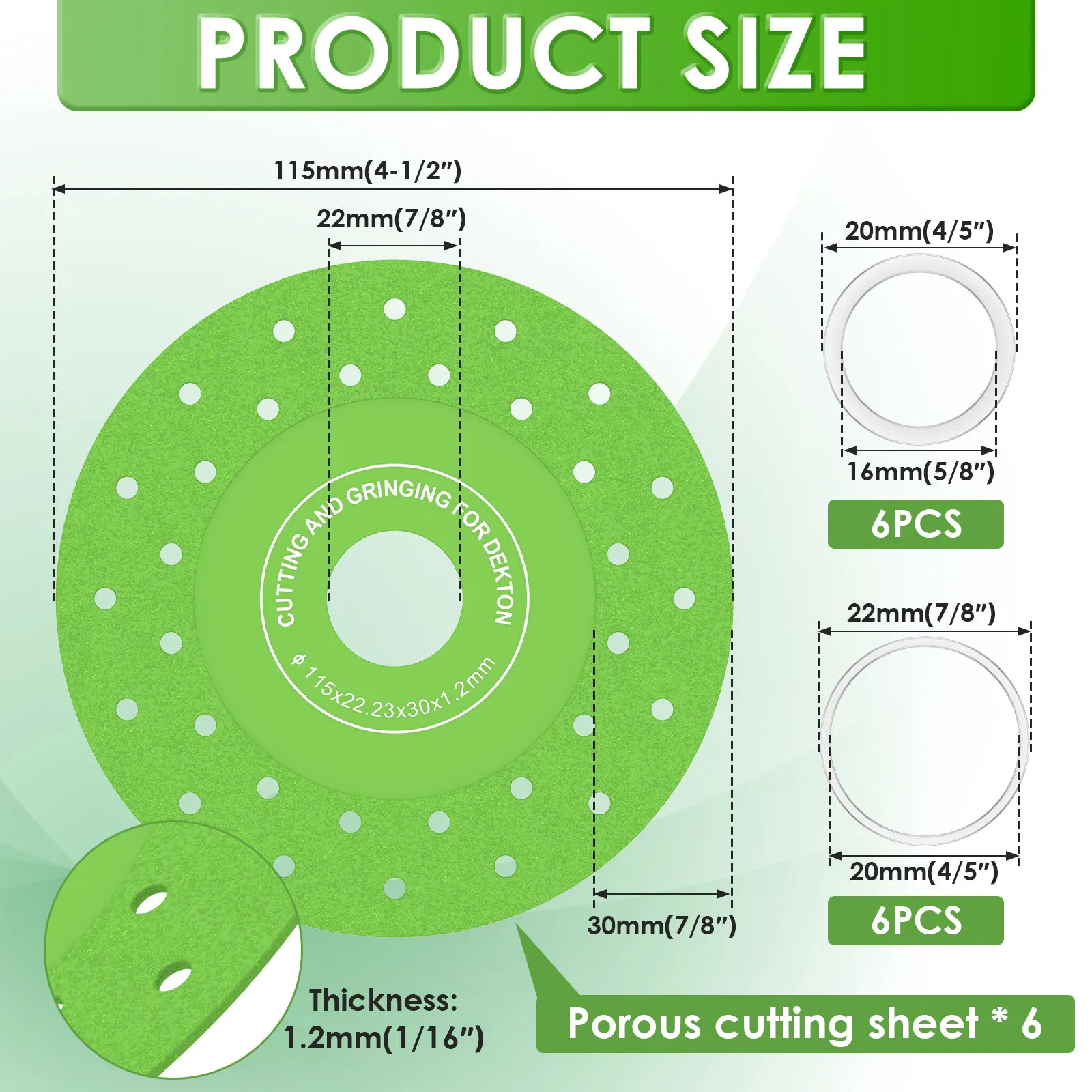 Premium 6-Pack Diamond Cutting Discs - 4.5 Inch for Tile, Marble, and Glass