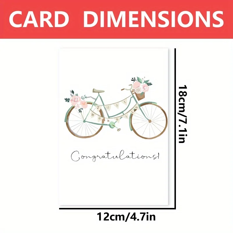 1pc, happy wedding card, romantic wedding card, bicycle sweet congratulation for husband wife。