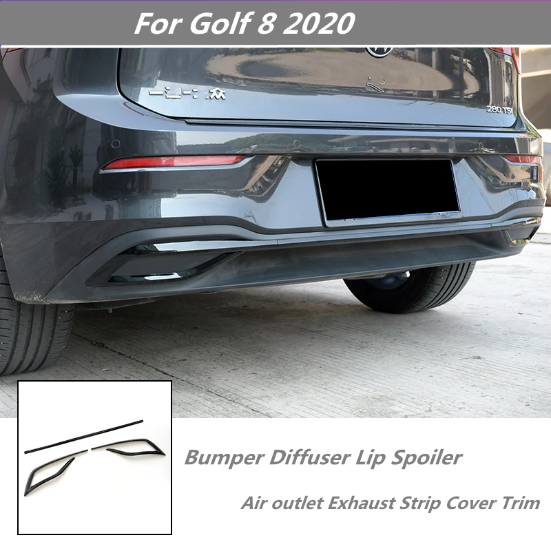 Rear Bumper Diffuser Lip Spoiler Air Outlet Exhaust Strip Cover Trim