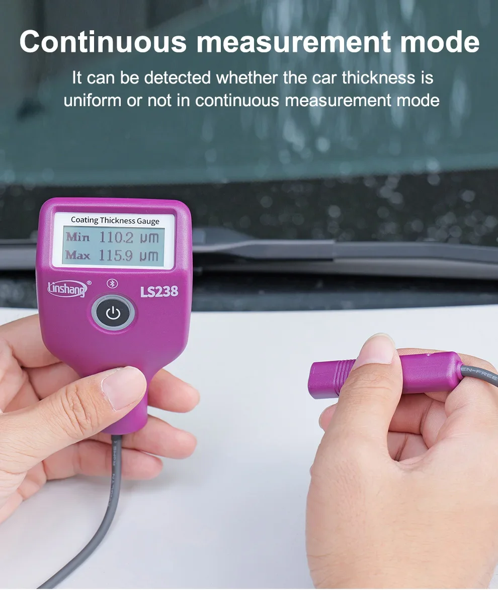 LS238 Digital Paint Thickness Gauge 0.0-3500μm Fe/Al Car Paint Coating Thickness