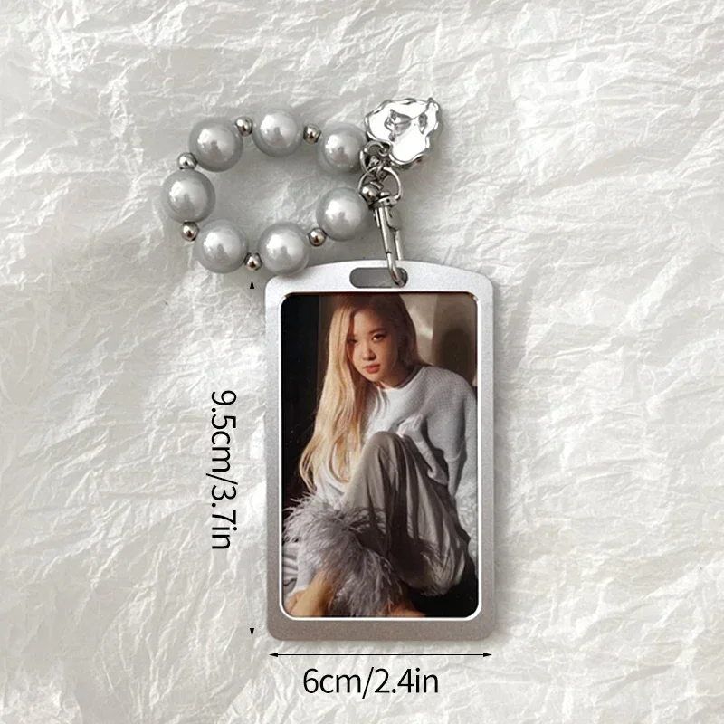 Ins Acrylic Photocard Holder Kpop Idol Card Holder Transparent Photo Sleeves Portable ID Bus Card Protector Pendant Keychain