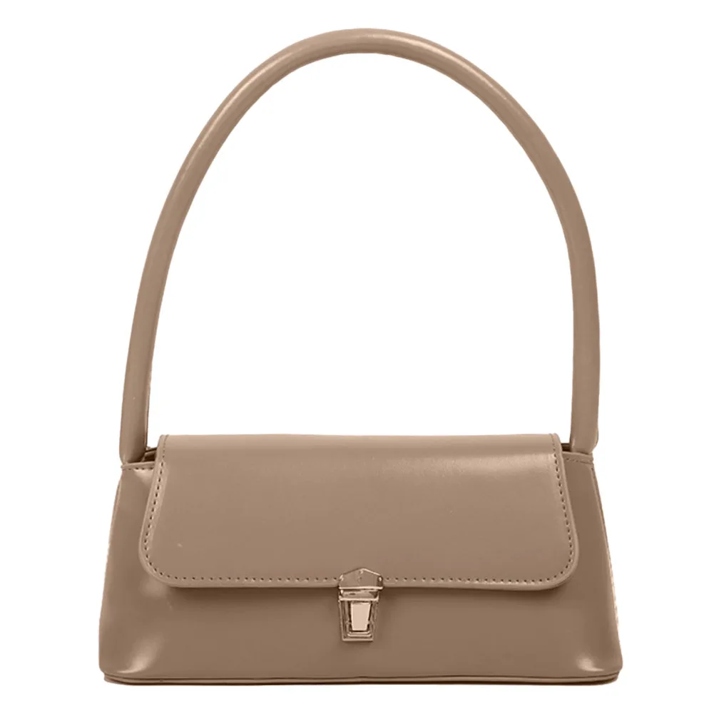 Women Shoulder Bag Trendy Vintage Handbag Portable Casual PU Leather Solid Color Simple Handle Underarm Bag Handbags 2