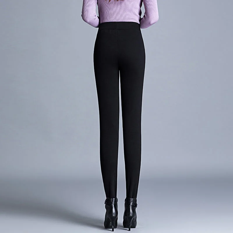 Stretch SkinnyThick Velvet Warm Winter Leggings Feminina Women Thicken Pencil Pants High Waist Trousers Gray Black 3XL 4XL