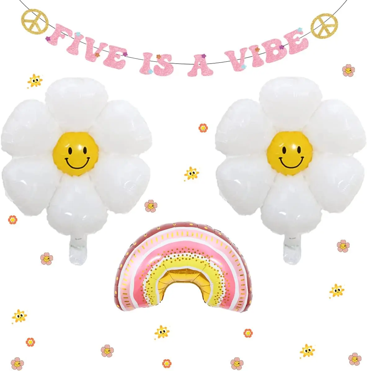 

Five Is A Vibe Groovy 5th День Рождения украшения для вечеринки розовое золото Five Is A Vibe Banner Hippie Retro принадлежности для тематической вечеринки для девочек