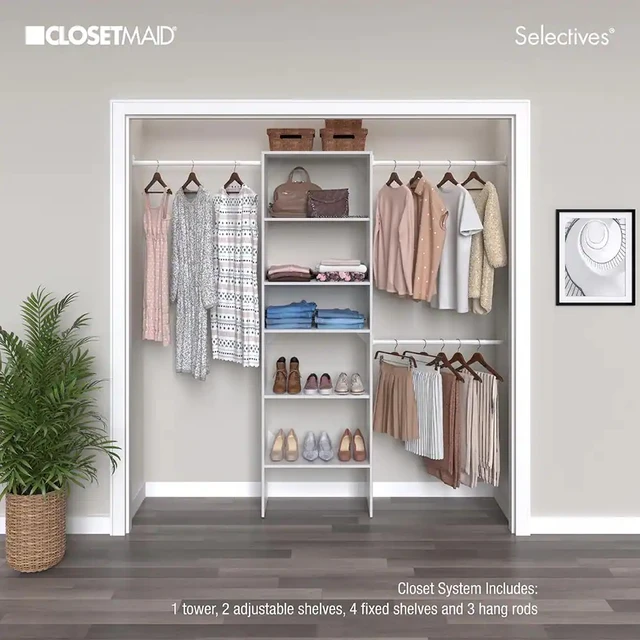 ClosetMaid - ShelfTrack Adjustable Closet Organizer 2' - 4' W, White