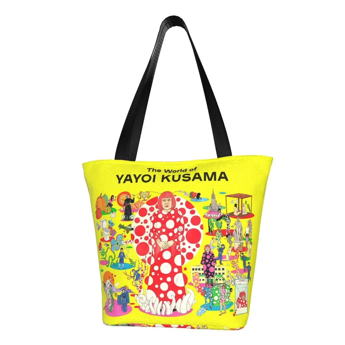 

Холщовые сумки для покупок World Of Yayoi Kusama, женские моющиеся сумки для продуктов, японская художница, сумки для покупок