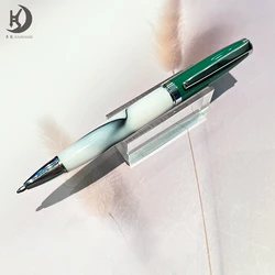 Pearl White Executive Luxury Ballpoint Pen - Elegant Acrylic & Metal Design (Black)