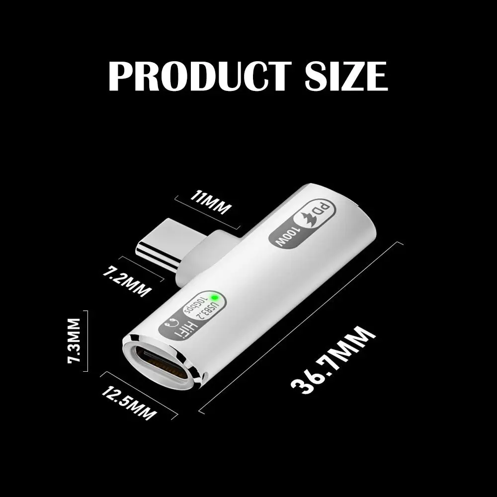 USB 3.2 Gen 2 타입 C 오디오 어댑터 고속 충전 PD 100W USB-C 이어폰 컨버터 2 in 1 10Gbps 헤드폰 커넥터 태블릿