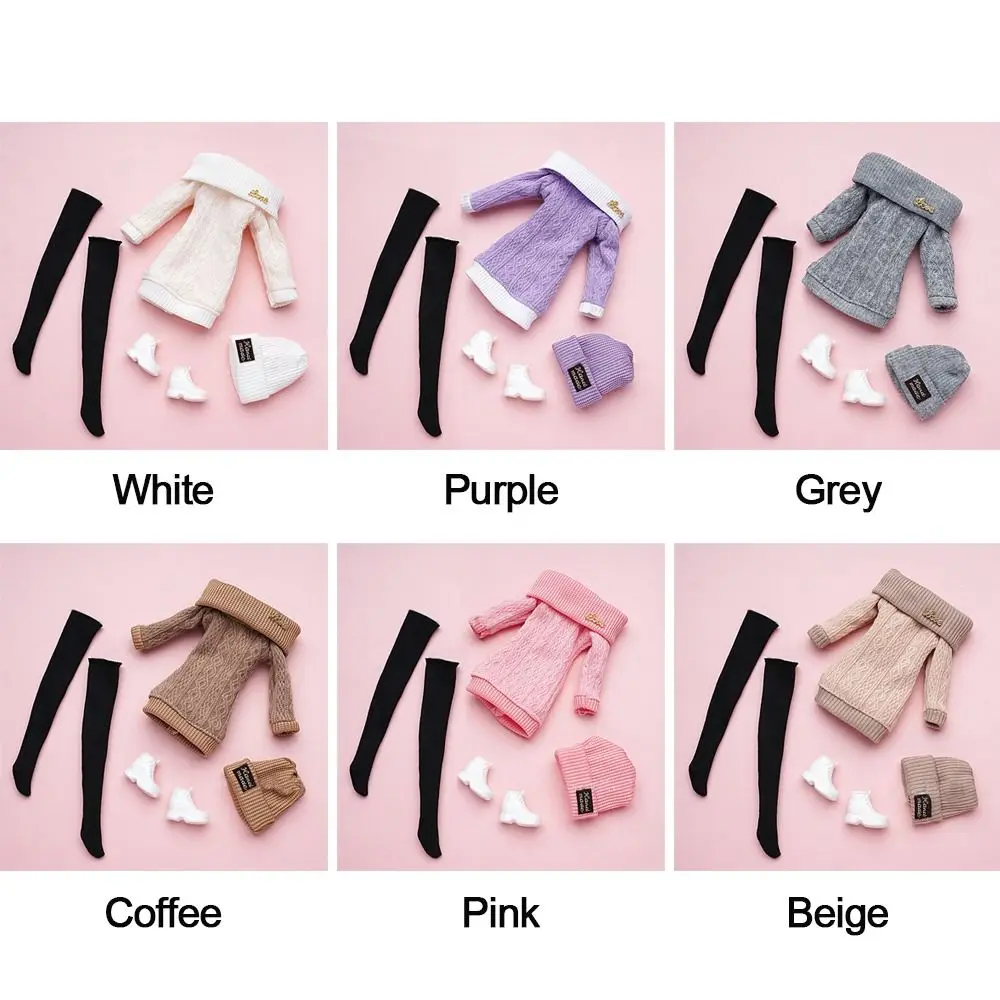 1 Set Casual Sweaters Pants Shoes Hats Set for 1/6 Doll Winter Wear Girl Doll Wearing Set For 29~32cm Doll Clothes Accessories images - 6