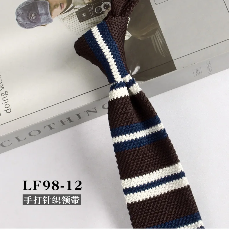New Trendy British Casual Knitted Ties For Men Narrow Flat 6cm Width Striped Neckties College Boys Shirt Accessories Suit Cravat
